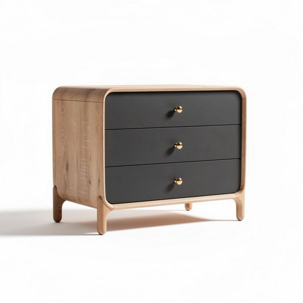 Commode en bois de chêne avec tiroirs gris dimensions 80 x 45 x 50cm