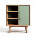 Meuble de rangement en bois avec porte verte et étagères ouvertes 80 x 40 x 80cm