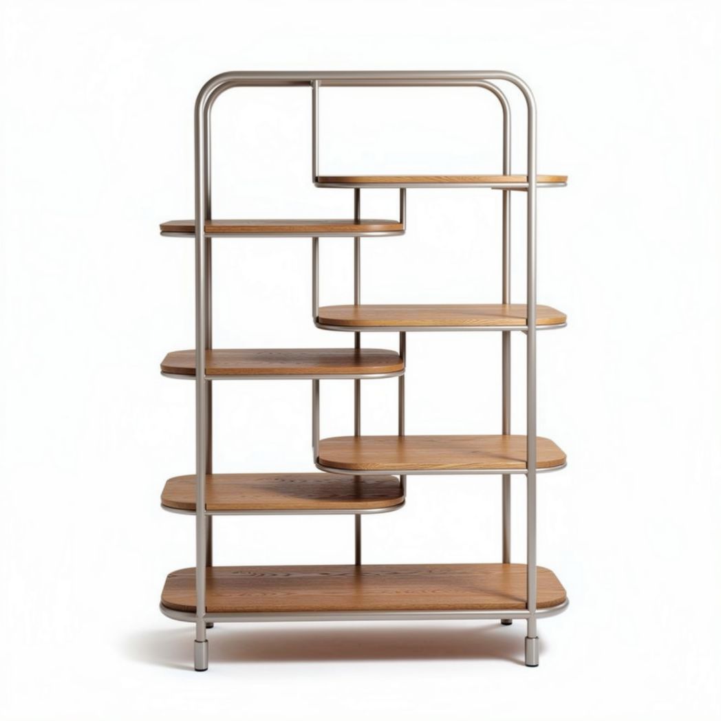 Étagère moderne en métal et bois dimensions 160 x 80 x 30 cm pour rangement et décoration