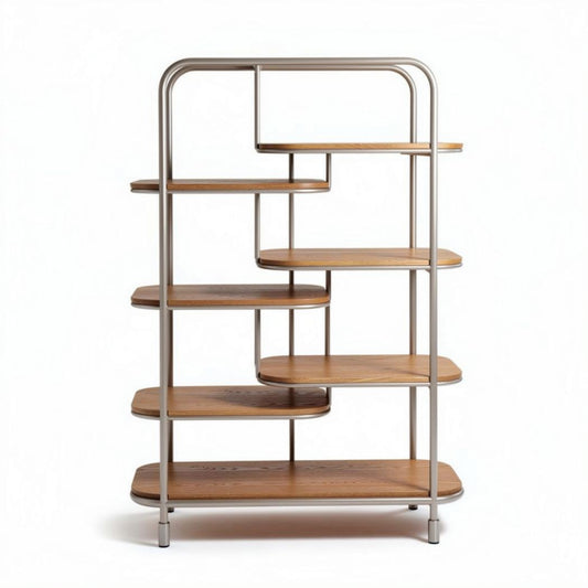 Étagère moderne en métal et bois dimensions 160 x 80 x 30 cm pour rangement et décoration