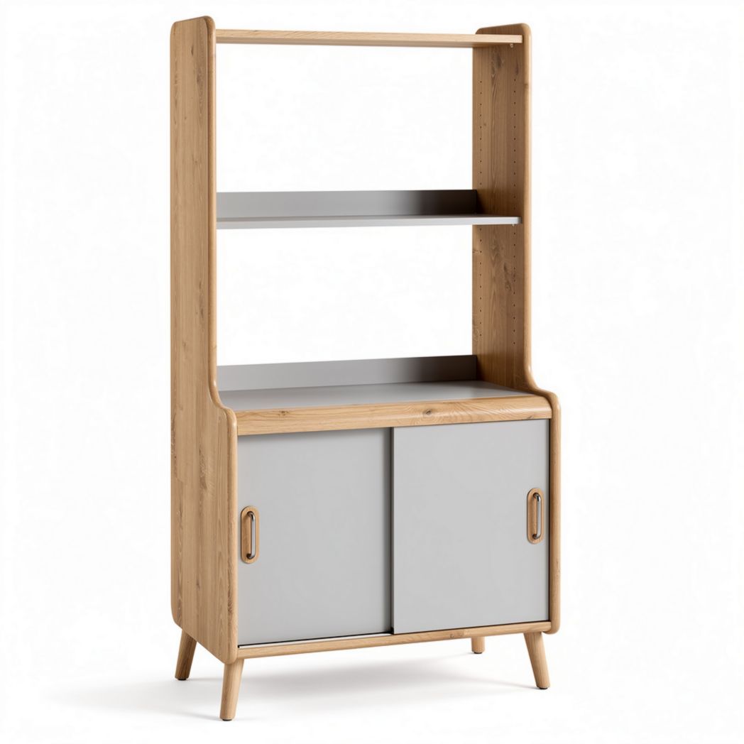 Meuble de rangement en bois avec étagères gris et dimensions 80 x 40 x 150cm