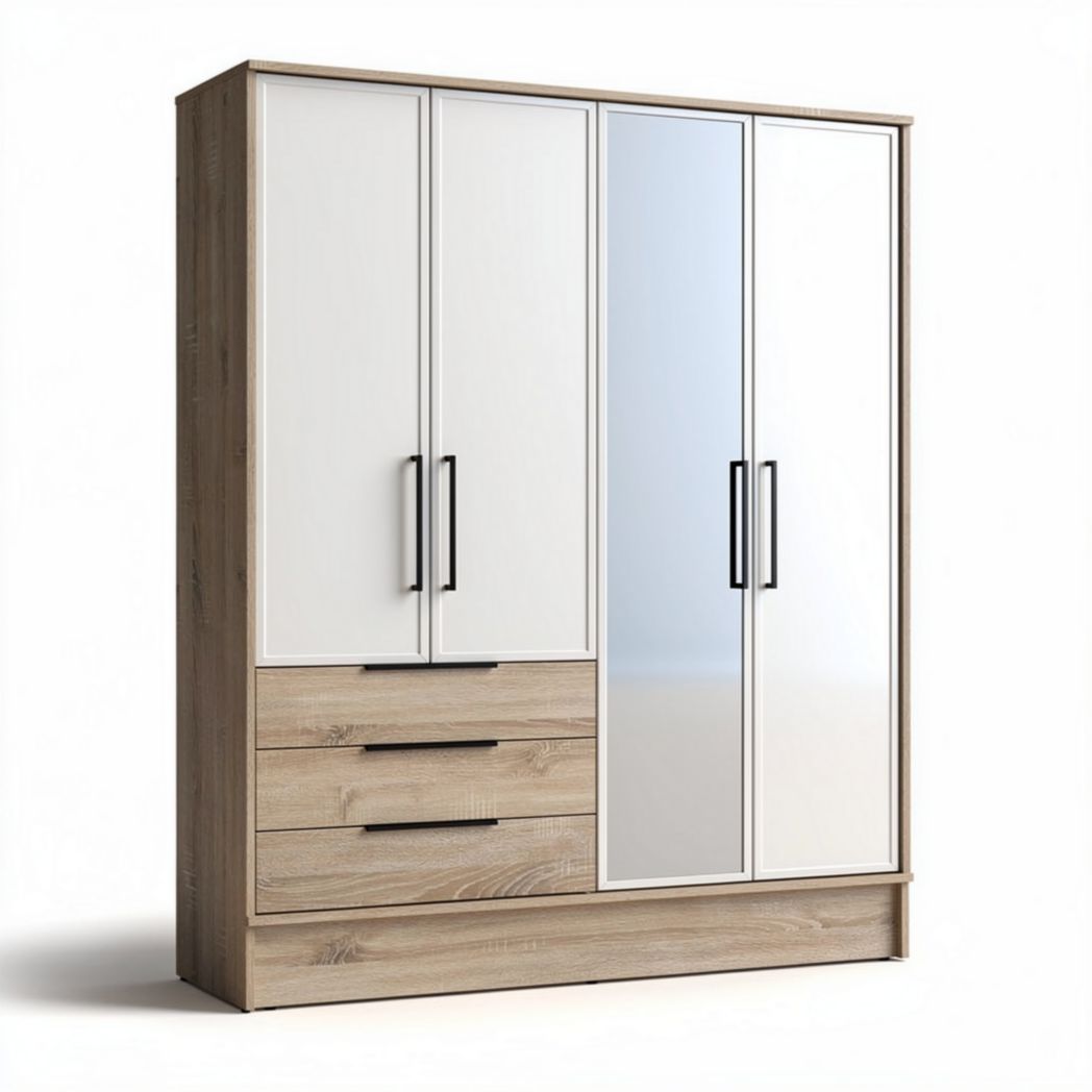 Armoire en bois avec miroir et tiroirs dimensions 150 x 60 x 200cm
