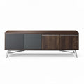 Meuble tv en bois avec portes en métal gris dimensions 150 x 40 x 60cm