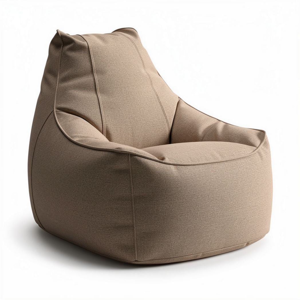Fauteuil bean bag en tissu beige dimensions 80 x 70 x 70cm pour intérieur et extérieur