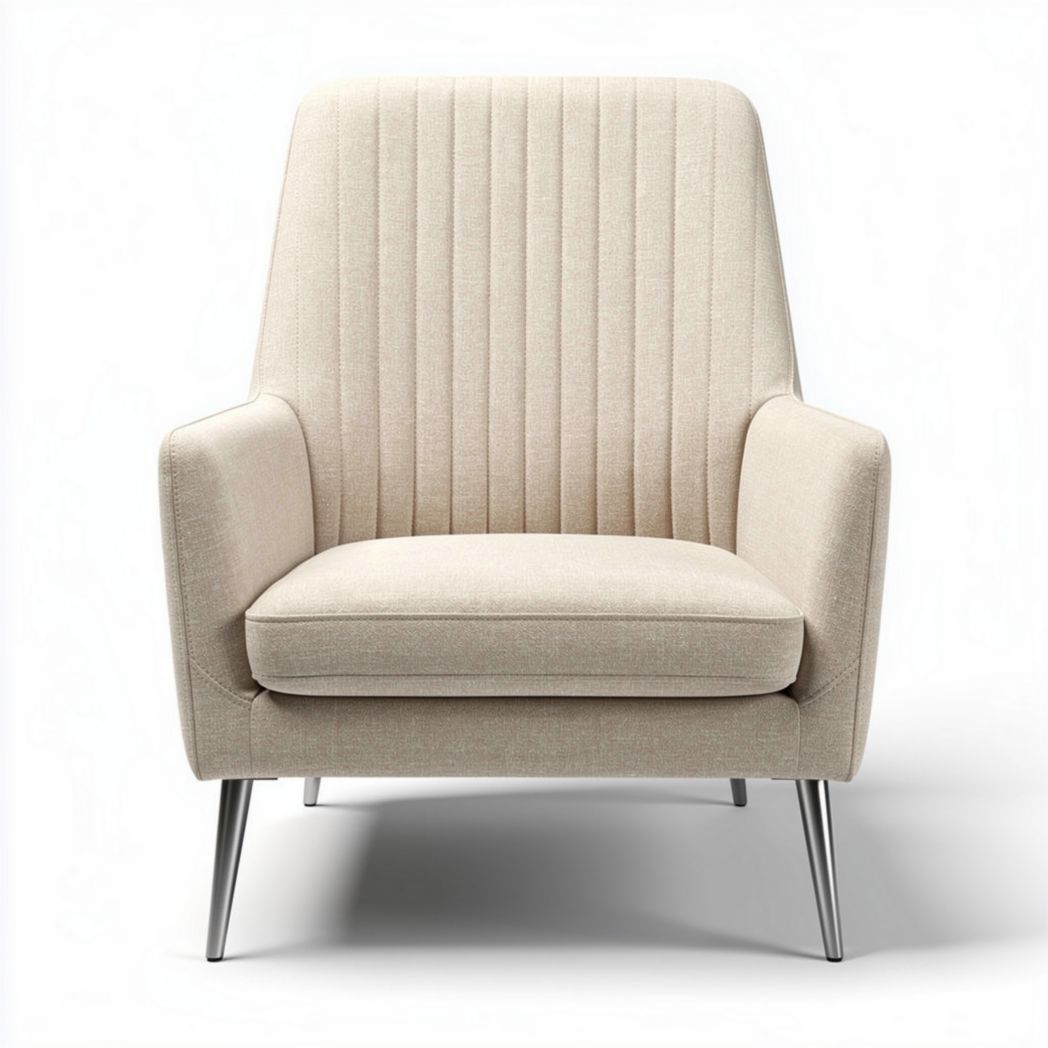 Fauteuil en tissu beige avec accoudoirs dimensions 70 x 80 x 90cm
