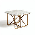 Table carrée en terrazzo multicolore avec pieds en métal doré 80 x 80 x 75cm
