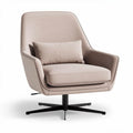 fauteuil pivotant en tissu beige avec coussin amovible dimensions 85 x 80 x 90cm